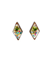 Wildflower + Amaranth Grain + Wood - Diamond Earring Studs