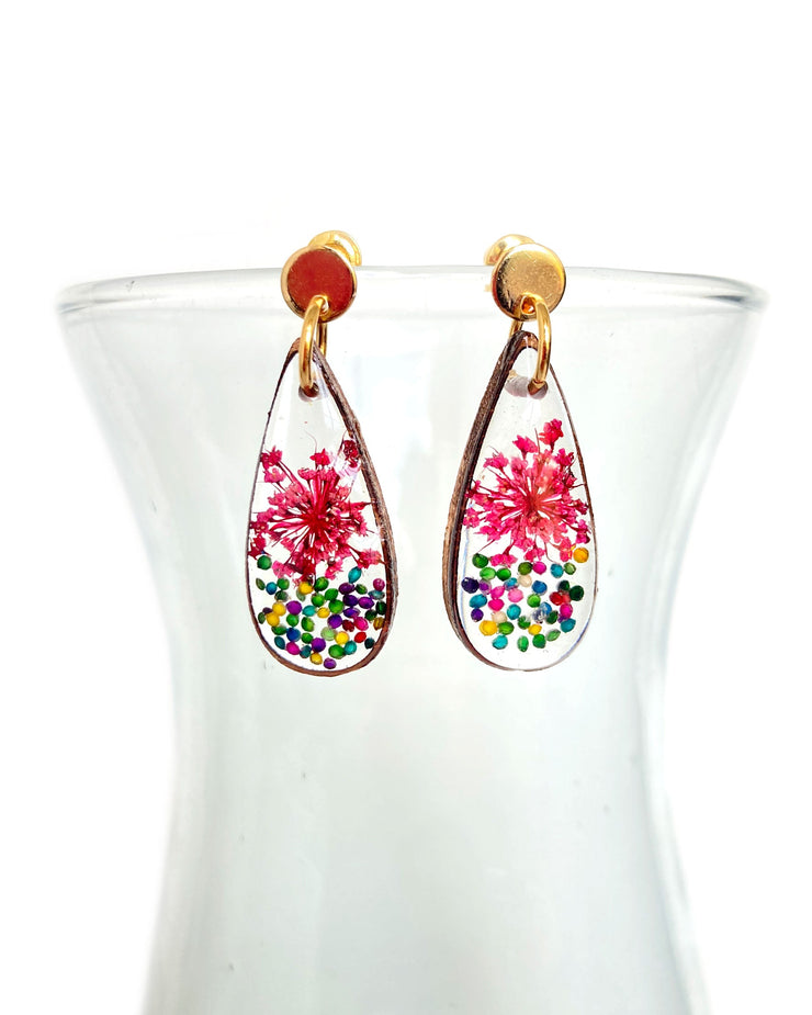 Wildflowers + Wood - Teardrop Earrings