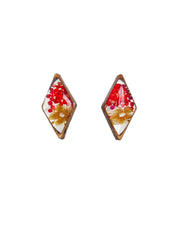 Wildflower + Amaranth Grain + Wood - Diamond Earring Studs