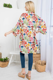 Colorful Mushroom print kimono