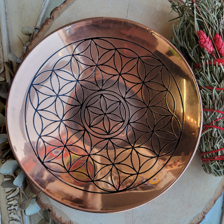 Flower of Life 6" Copper Charging Plate