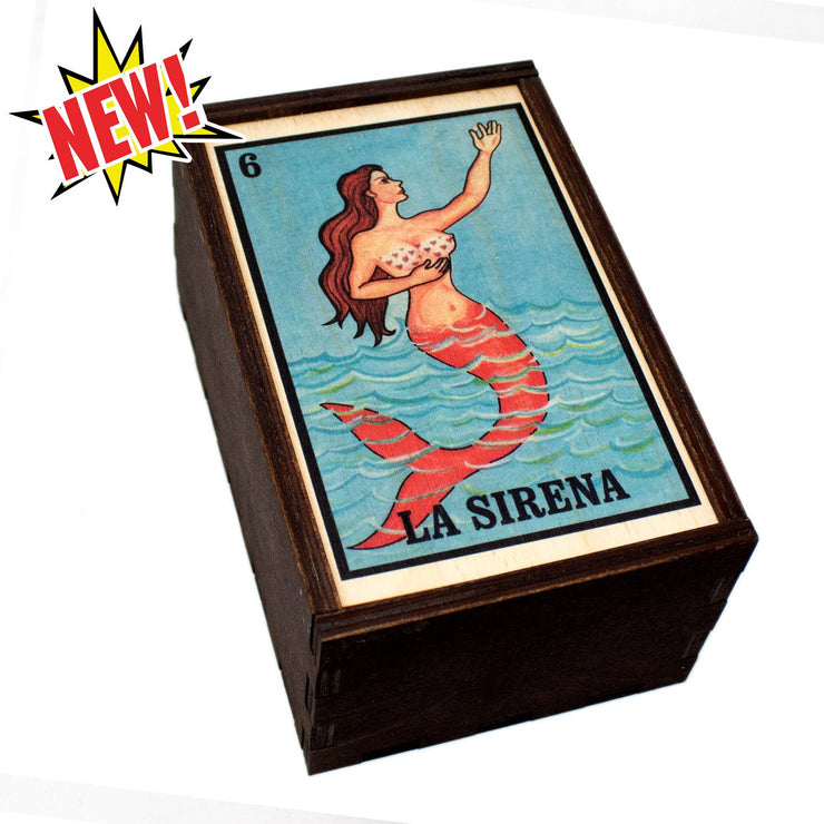 Loteria Sirena/Mermaid Full Color Tarot Card/Stash Box 4"x6"