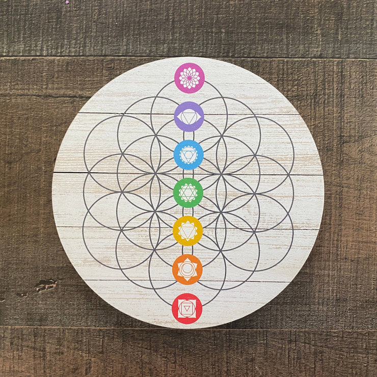 Flower of Life Chakras Color Crystal Grid